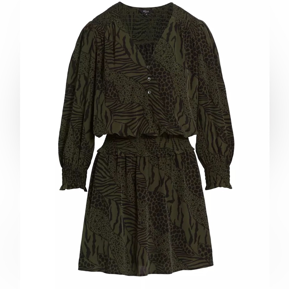 Rails Zana Animal-Print Smocked-Waist Dress
